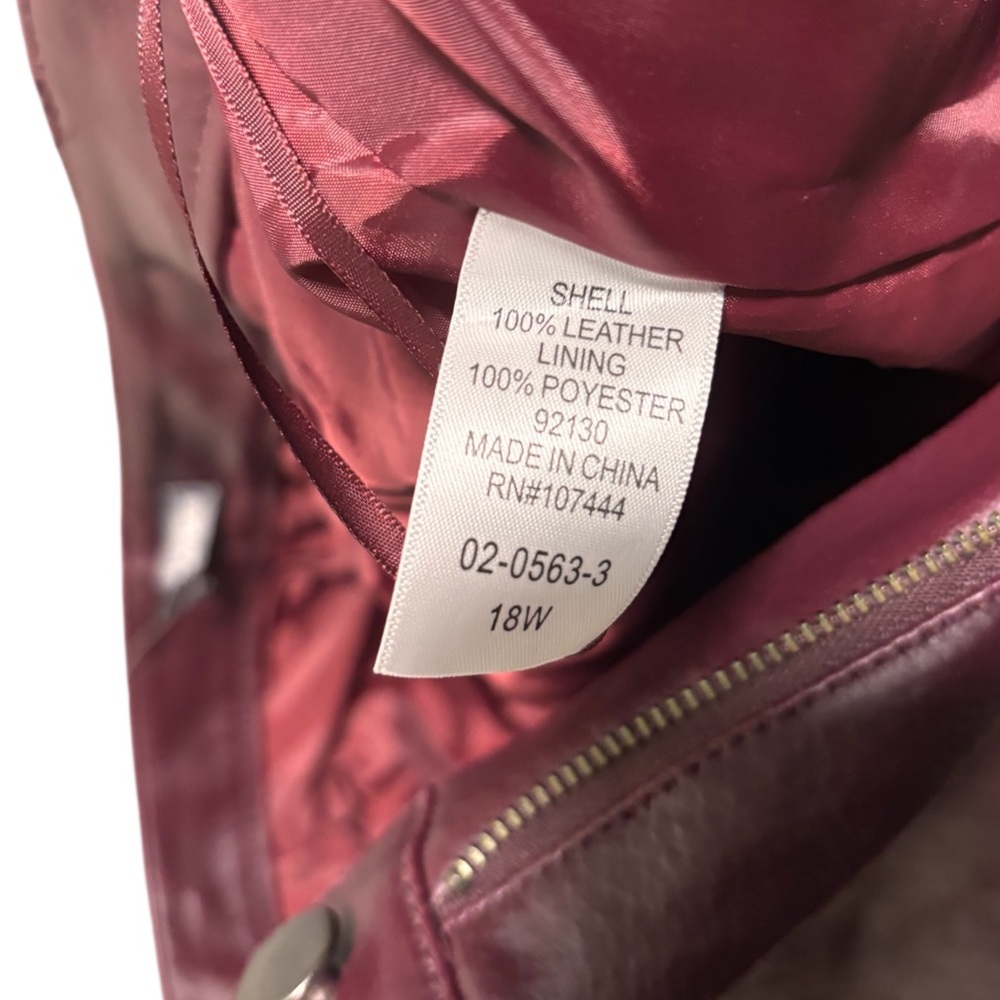 Jessica London Genuine Leather Pants Women Size 18W Maroon Straight Leg Moto NWT - Picture 8 of 15